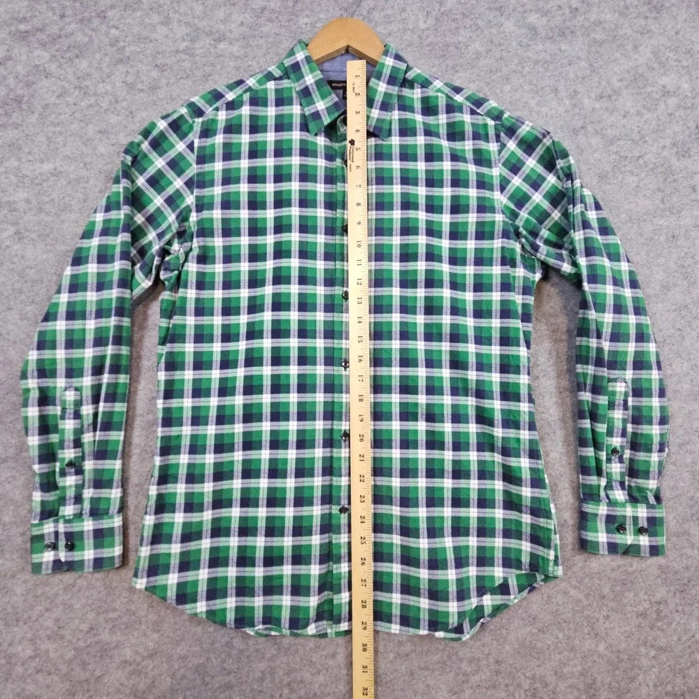 Banana Republic Men's Green Blue White Plaid Size M Button Up Shirt 100% Cotton‎